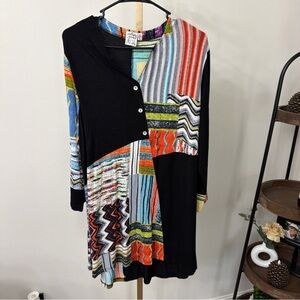 Parsley & Sage Multicolor Patchwork Long Sleeve Dress